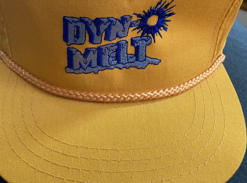 Vintage Dyn-O Melt Flatbill Trucker Hat Snapback Cap Yellow Diamond Crystal Salt - Picture 4 of 8