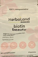 Herbaland Gummies BIOTIN BEAUTY 60 Gummies (30 serv) Goji Berry BEST BY 12/25