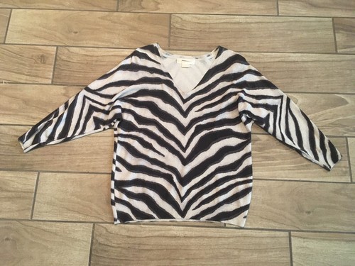 Neu Gr. PS MICHAEL Michael Kors Seide V-Ausschnitt grau-Multi Dolman Pullover - Bild 5 von 5