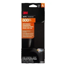 3M 03022 Automotive Wet or dry 5-Sheets 3-2/3" X 9" 800 Grit Sandpaper Stage 4