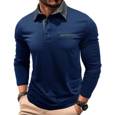 Men's Long Sleeve Slim Fit Polo Shirts Casual Athletic Shirt Sweatshirt