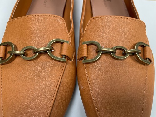 NEXT Ladies Tan Loafer Shoes UK 5.5 Slip On Flat Gold Metal Chain Comfort £34 - Picture 4 of 13