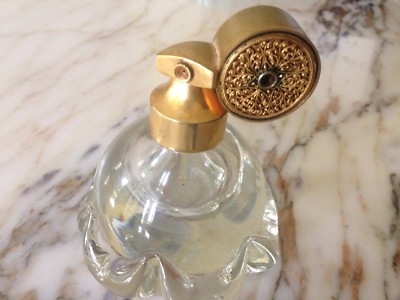 Marcel Franck Perfume Bottle Clear Glass Heavy Brass Atomizer 4