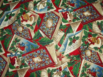 Patchworkstoff Weihnachten rot/bunt von V.I.P./Cranston 25x112cm Abverkauf!!!