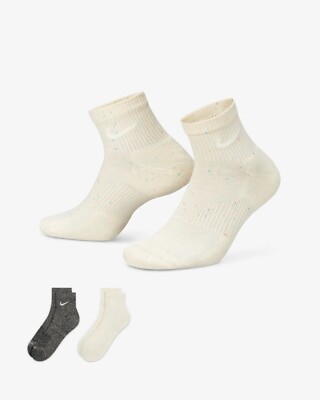 Nike Unisex Everyday Plus Cushioned Training Ankle Socks 2 Pairs, Size Large