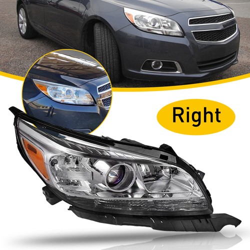 Passenger Side (Right) Headlight Assembly For 2013-2015 Chevy Malibu LT/LTZ - DOT/SAE, Halogen, Chrome Housing