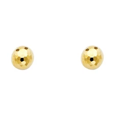 Ioka - 14K Yellow Gold 7mm Thickness Disco Ball Push Back Earrings W/PB
