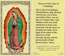 +Holy Card-"Prayer to Our Lady of Guadalupe"  *Prayer on Back- *(HC24}