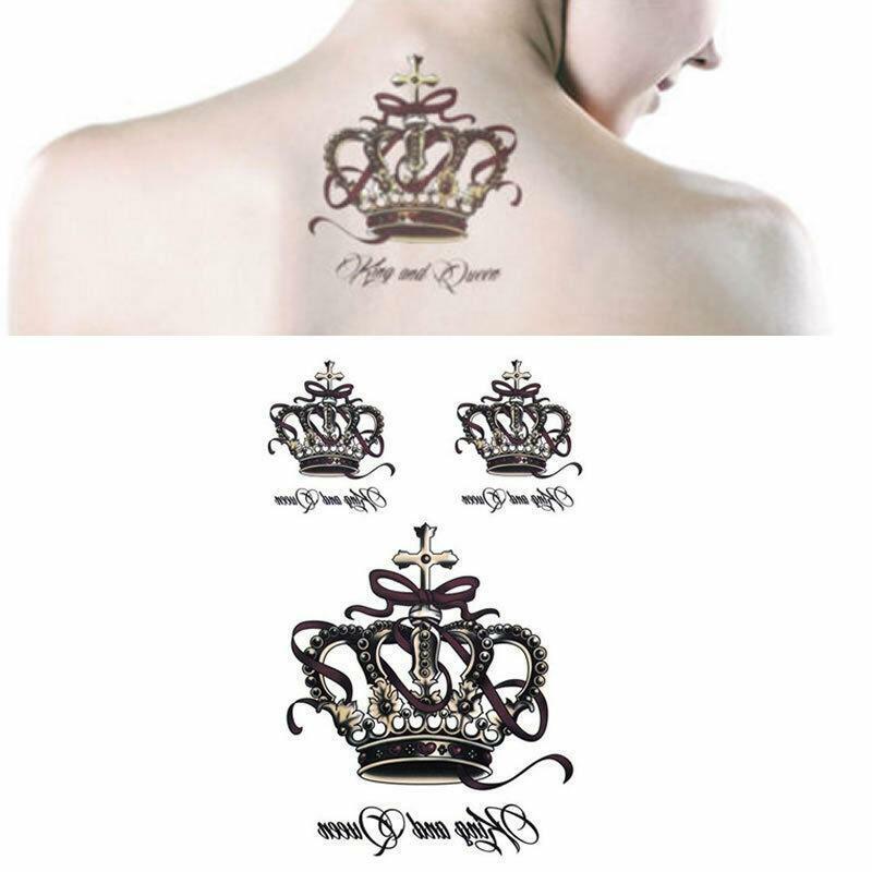 Temporary Tattoos King Queen Crown Tattoo Sticker Waterproof Men