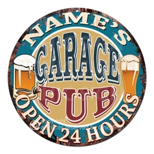 CP-0146 ANY NAME'S GARAGE PUB Custom Personalized Tin Sign Decor Gift ideas