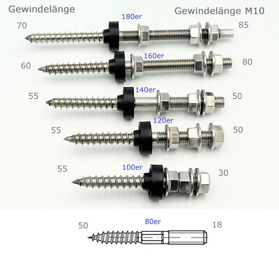PRIOstahl Stockschraube M12 X 300 Mm Mit Mutter & Dichtung – V2A Edelstahl, Für PV-Solarmontage, Dachhalterung, Balkonkraftwerk (1 Stück)