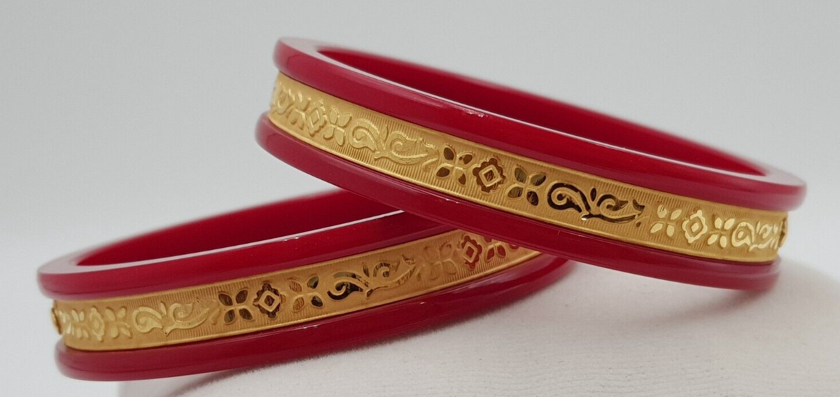 Pure 22K Gold Bangle Bracelet Plastic Chudi Solid Yellow Gold