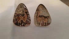 VINTAGE 18k GOLD & STERLING SILVER  Llama  CUFFLINKS...FREE SHIPPING