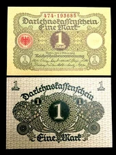 Vintage Authentic 1920 Germany 1 Mark Banknote - 104 Years Old - UNC