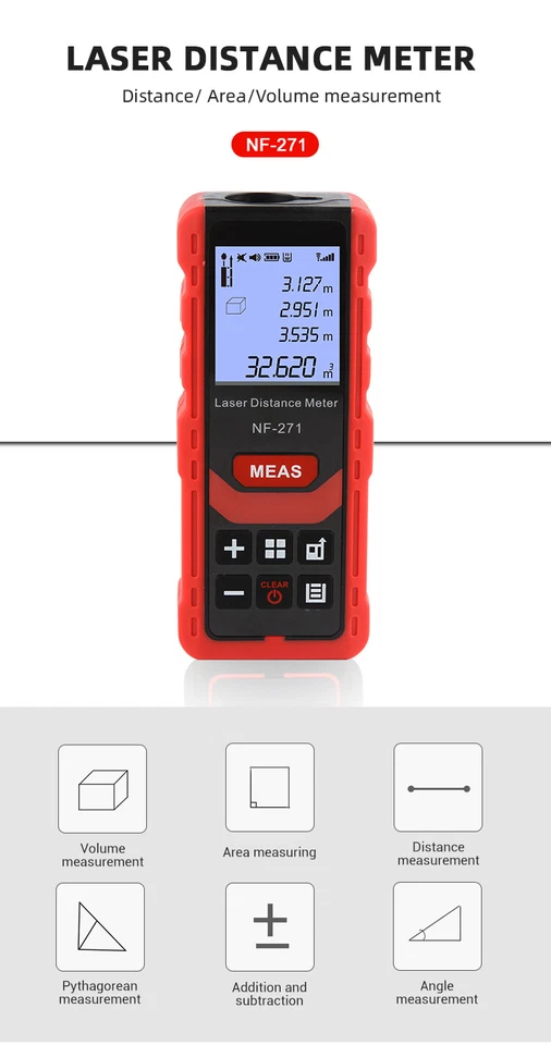 Medida de distancia láser - 165 pies (50 metros) - Múltiples características - Herramienta de medición Foto 4 de 4