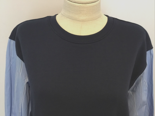 FREE ASSEMBLY LAYERED LOOK Navy/Blue Long Sleeve Blousant Shirt Sz XS - Picture 2 of 10