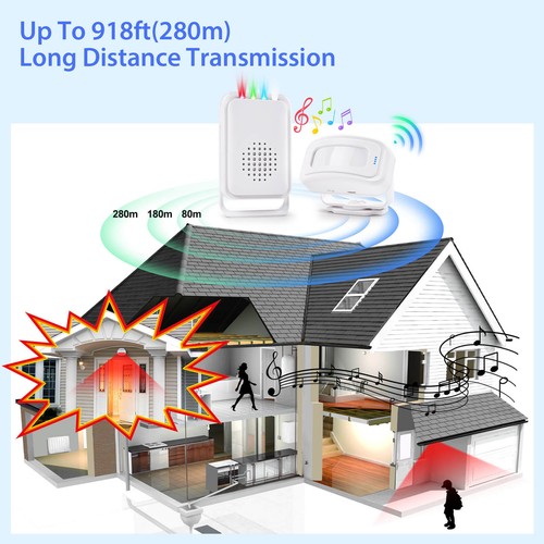 Detector de movimiento inalámbrico campana de bienvenida timbre alarma para oficina en casa x1 - Imagen 4 de 15
