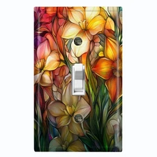 Metal Light Switch Outlet Cover Decorative Wall Plate Colorful Floral Art EFW116