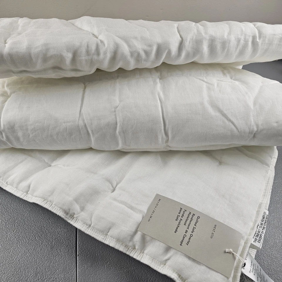 Sofá acolchado West Elm superpuesto 84”x32” blanco nuevo con etiquetas, SIN PAQUETE (ESTANTE 1) Foto 3 de 4