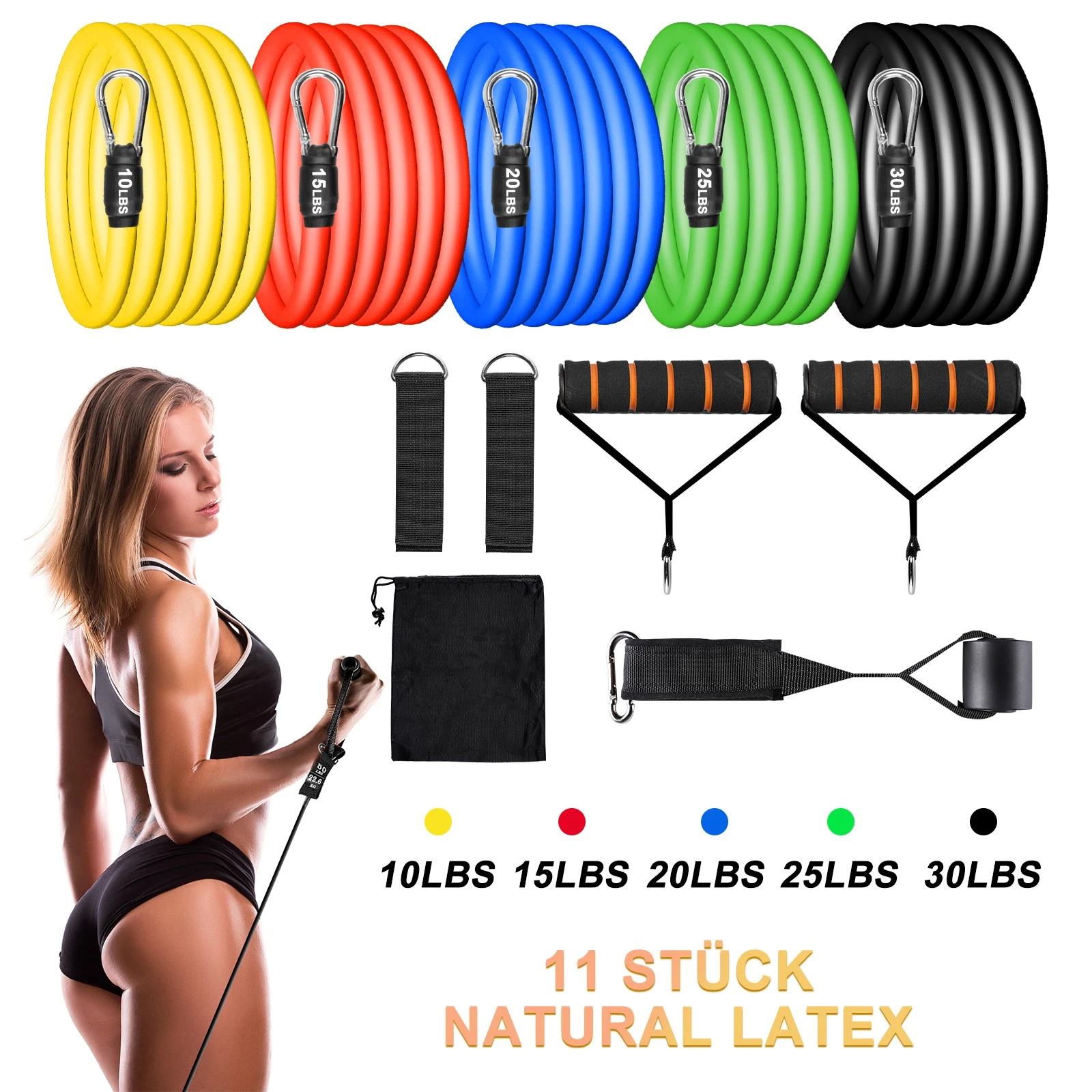Himly 11PC Resistance Bands Set 100/150LB W/ Handles,Door Anchor for Home Gym
Opens in a new window 