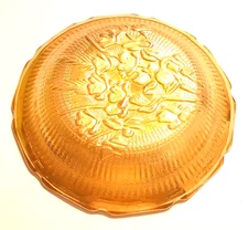 Jeanette Glass Iris and Herringbone Marigold Carnival Iridescent 11.5" Bowl