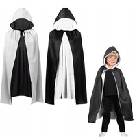 krumad Umhang Schwarz Weiß 100 Cm Mit Kapuze Halloween Cape Vampir Kinder