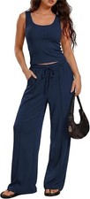 2 Piece Lounge Sets for Women 2026 Summer Matching Outfit Tank Top Wide LARGE