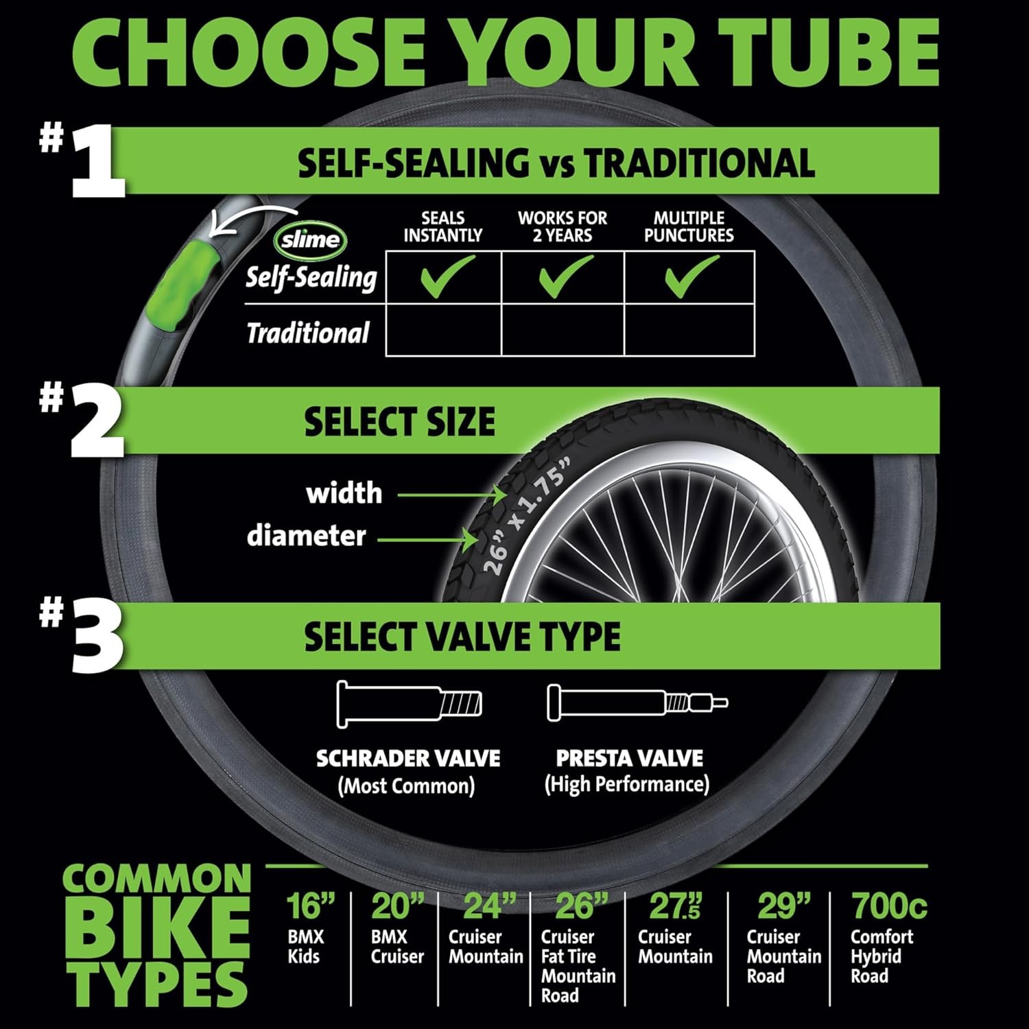 Bike Inner Tube with Slime Puncture Sealant Extra Strong Self Sealing 29" inch