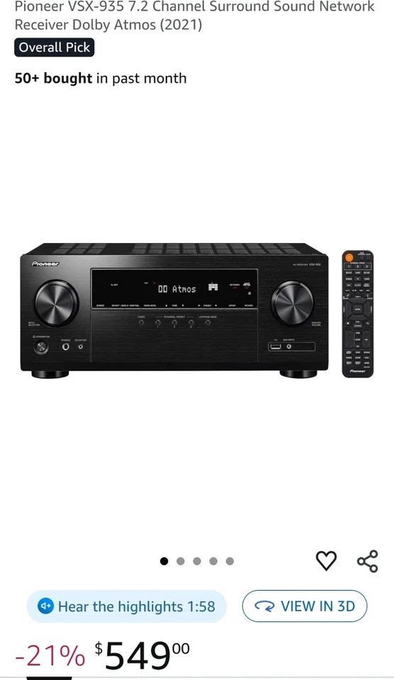 Pioneer VSX-935 In opened box - Image 2 of 4