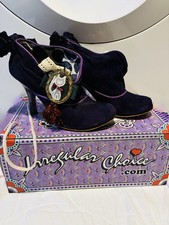 Navy Blue Purple Velvet ‘Silly Tilly’ Irregular Choice Heels Shoes & box Size 5 