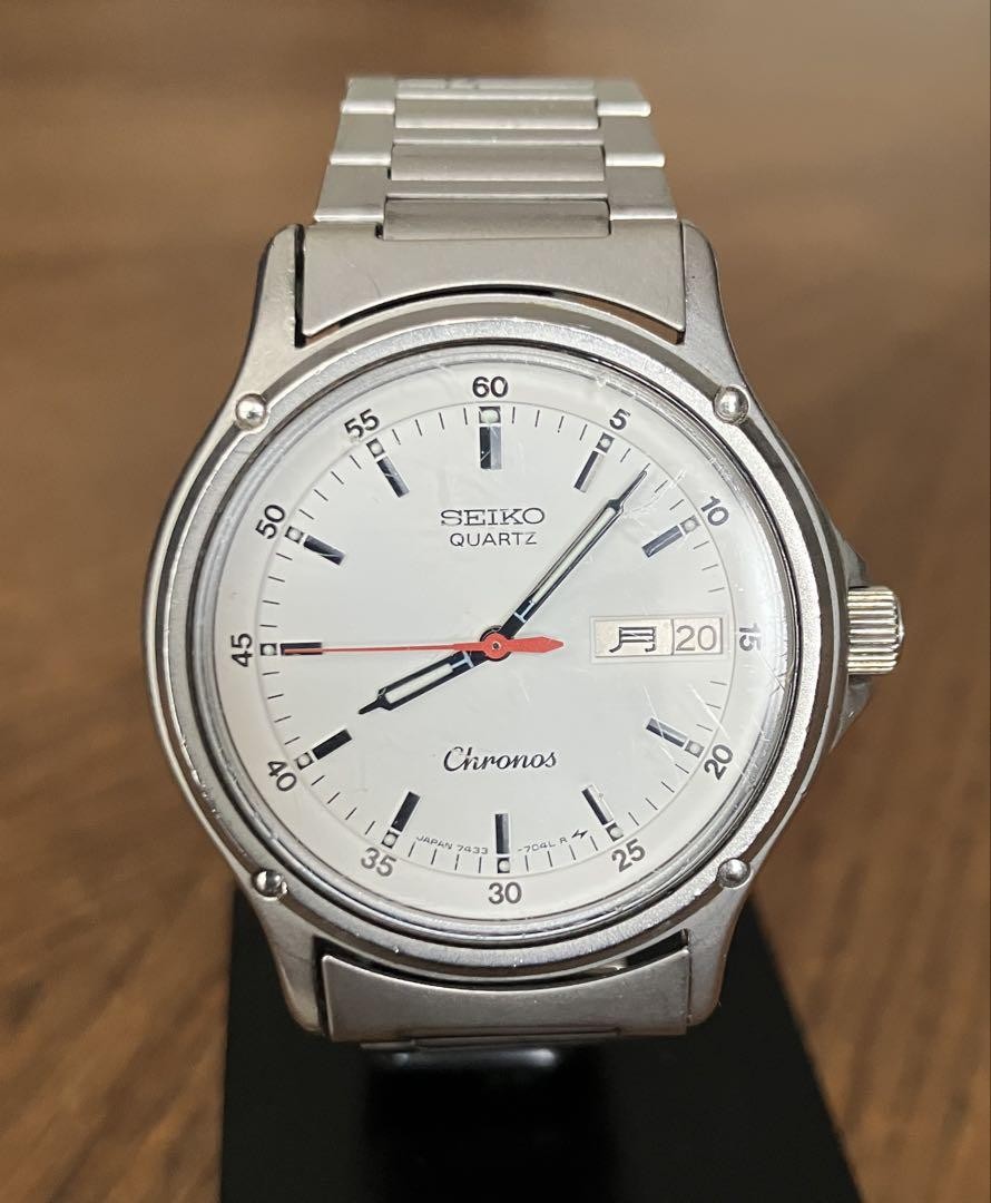 SEIKO クォーツ 腕時計 ホワイト 7433-7030（Seiko Chronos 7433