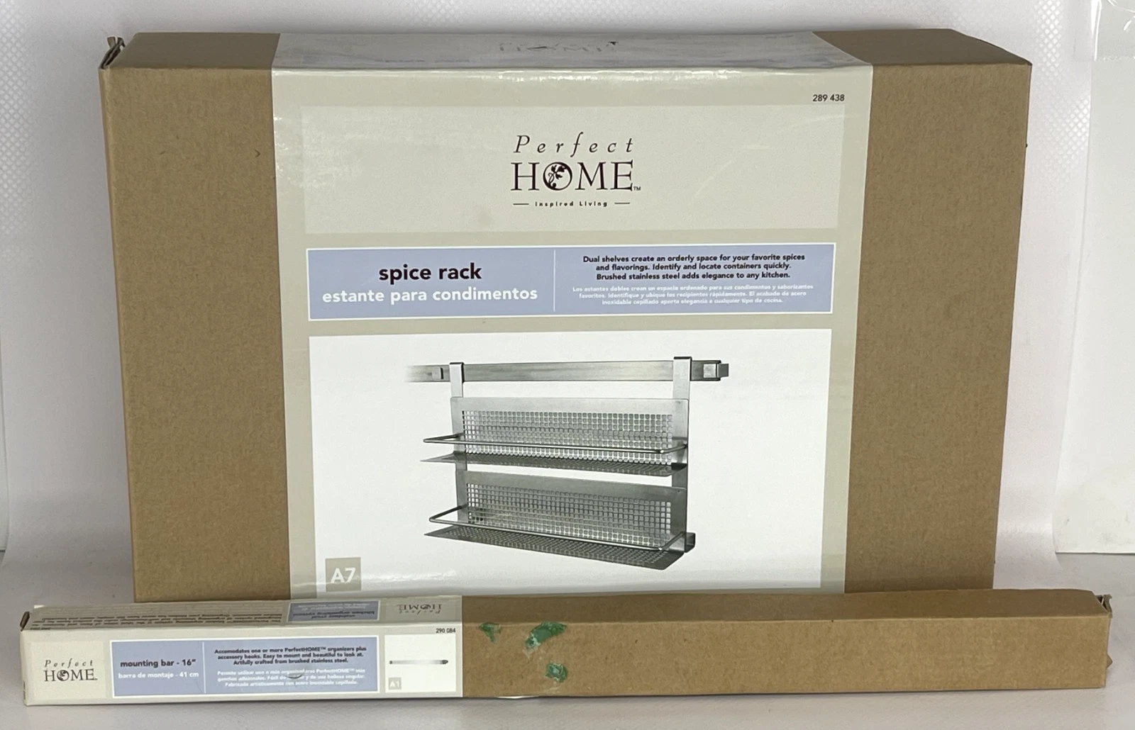 Kitchen Spice Rack - Brushed Stainless Steel - with Mounting Bar NEW Industrial
Opens in a new windo