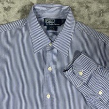 Polo Ralph Lauren Shirt Men  s Button Long Sleeve 15 1/2 -35 Blue Striped