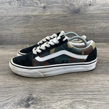 Vans Old Skool Camo Canvas Suede Skateboard Sneakers Men's Size 5.5 Black Green