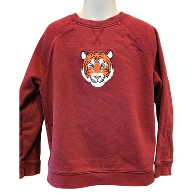 Janie jack true burgandy red tiger 3d Terrycloth sweater crewneck warm winter 7