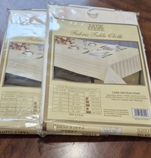 Two Oval Tablecloth Ivory, Satin Stripe 54X72...