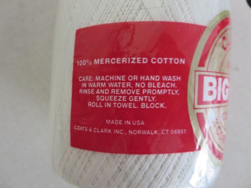 Lot of 2 Clark's Big Ball 3 Cord Crochet Thread, White, 500 yds each - Picture 5 of 5