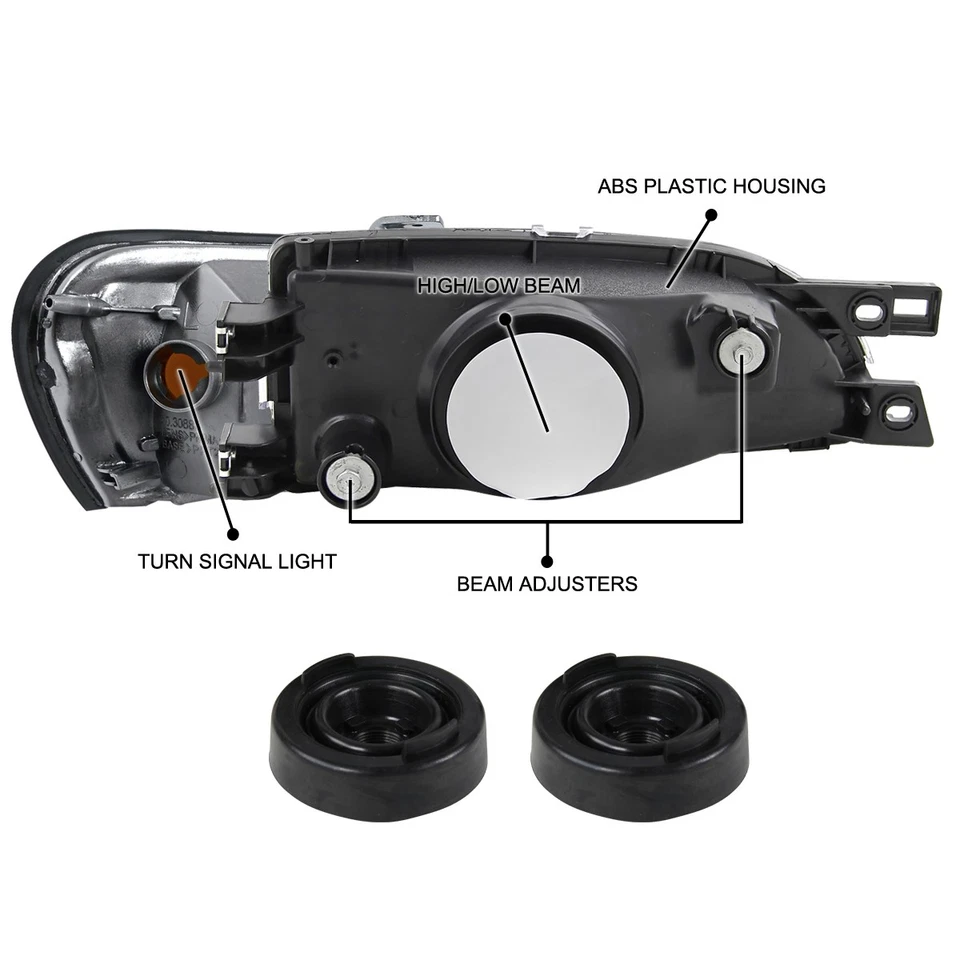 Fits 1995-2001 Subaru Impreza WRX Black Headlights+Amber Signal Corner Lamps - Image 4 of 4