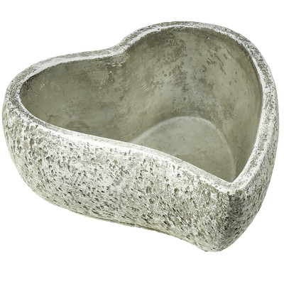 Pflanzschale Herz Grau Weiß Grabdeko Keramik 18x19cm