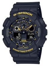 Image of Casio G-Shock 'Caution Yellow' Shock Resistant Black Silicone GA-100CY-1AER
