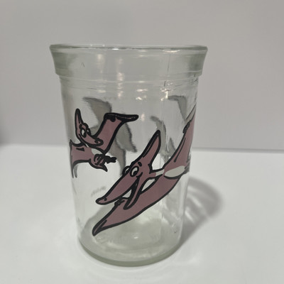 VTG 1998 Welch s Pteranodon Dinosaur Glass 8 oz 4 Reptiles Pink Collectible