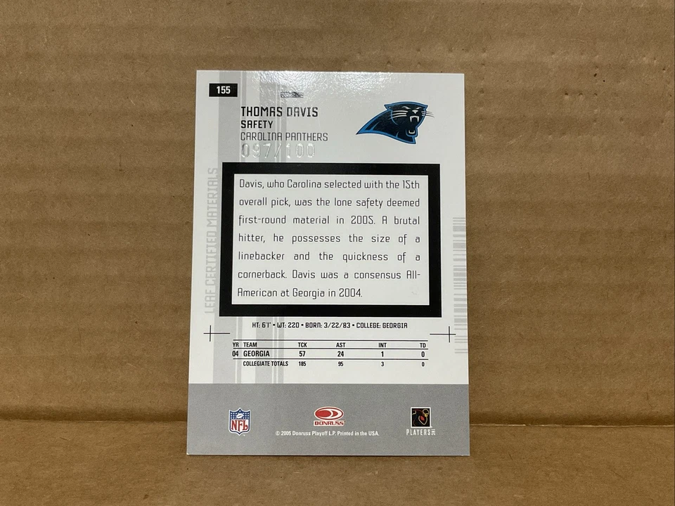 2005 Leaf Certified Materials Mirror Red #155 Thomas Davis Rc /100 - Image 4 of 4