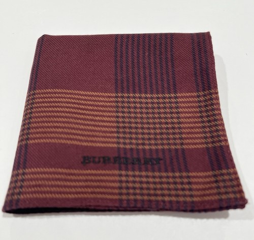 Burberry Vintage Handkerchief Red Plaid & Checks Men Pocket Square Cotton 18” - Picture 2 of 8