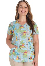 Winnie The Pooh Cherokee Scrubs Tooniforms Disney V Neck Top TF737 PHBN