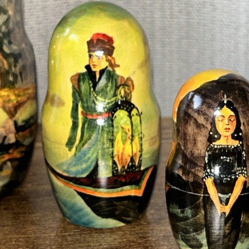 Seltene handbemalte russische Nestpuppe aus Wikingergeschichte - signiertes 7-teiliges Set - Bild 5 von 23