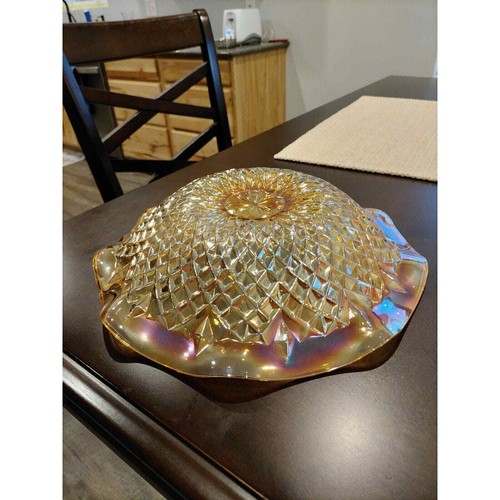 Vintage Indiana Ringelblume Glanz Karneval Glas Stern Schüssel Top Zustand - Bild 2 von 4