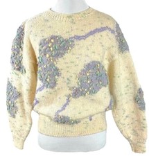 46 Vintage Peruvian Connection Art To Wear Flower Crew Neck Hand Knit Sweater