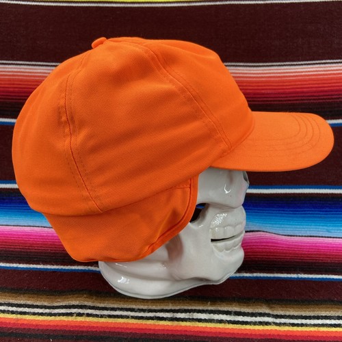 Vtg Blaze Orange Ear Flap Hunting Mens Hat Sz M Thick Insulated Trappers Cap - Picture 6 of 12