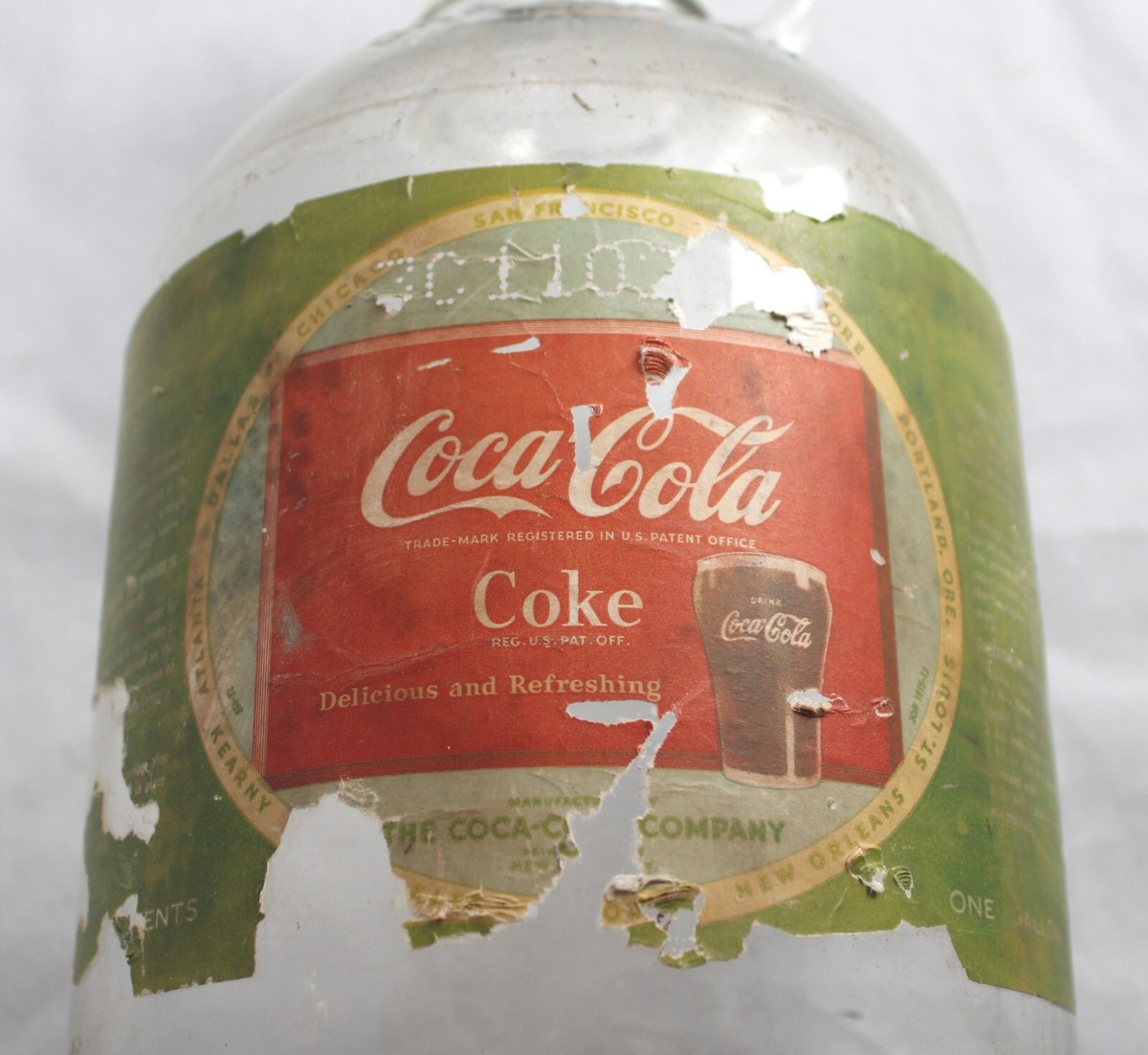 VINTAGE 1 GALLON COCA COLA COKE SYRUP GLASS JUG BOTTLE WITH CAP | eBay