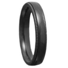4mm Black Domed High Polish Titanium Ring Milgrain Edge Women's Wedding Band